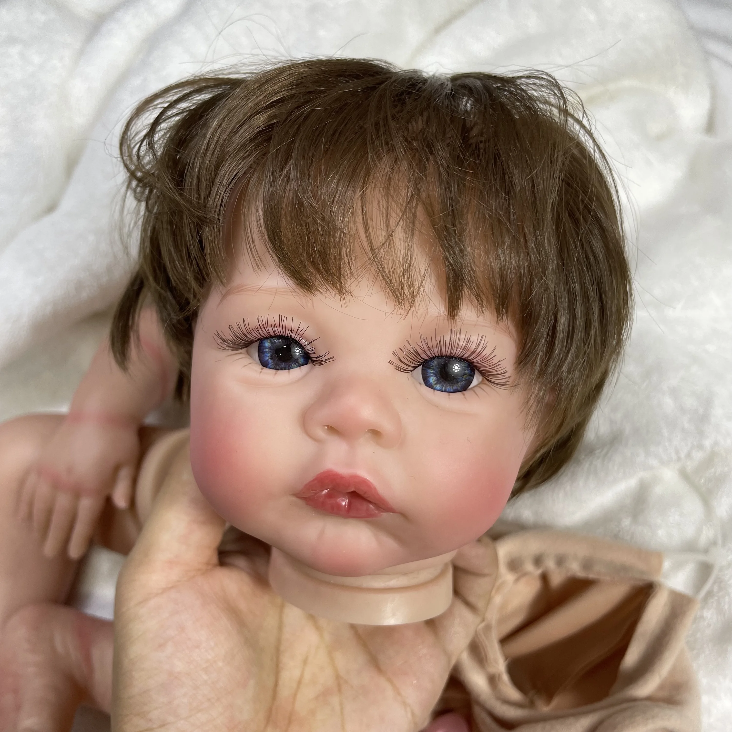 17Inch Already Painted Reborn Doll Kit Meadow 3D Skin Visible Veins Doll Parts Rooted Soft Hair - Reborn Doll World