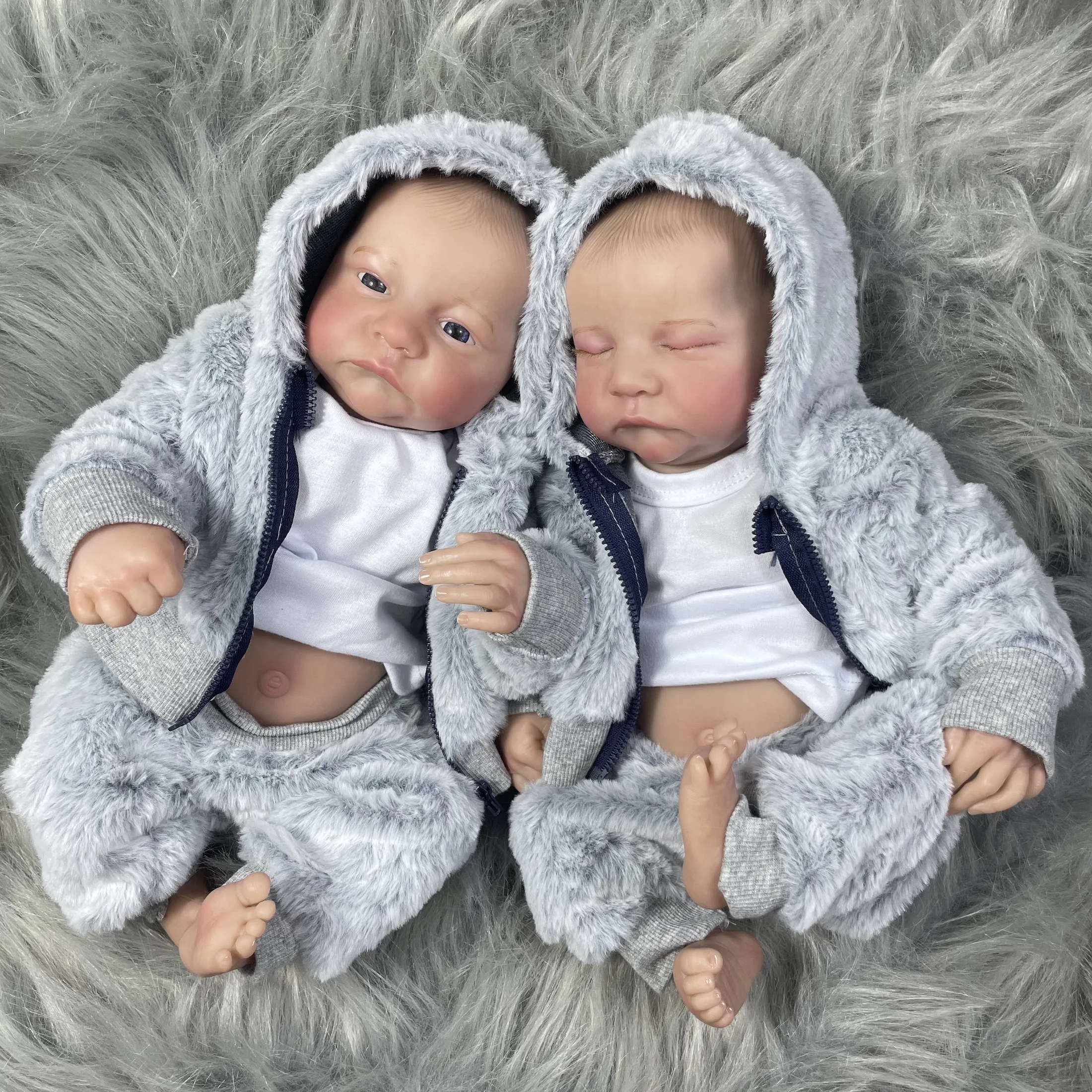 17inch Levi Twins Reborn Baby Doll Full Vinyl Body Washable Boy or Girls 3D Painted Skin - Reborn Doll World