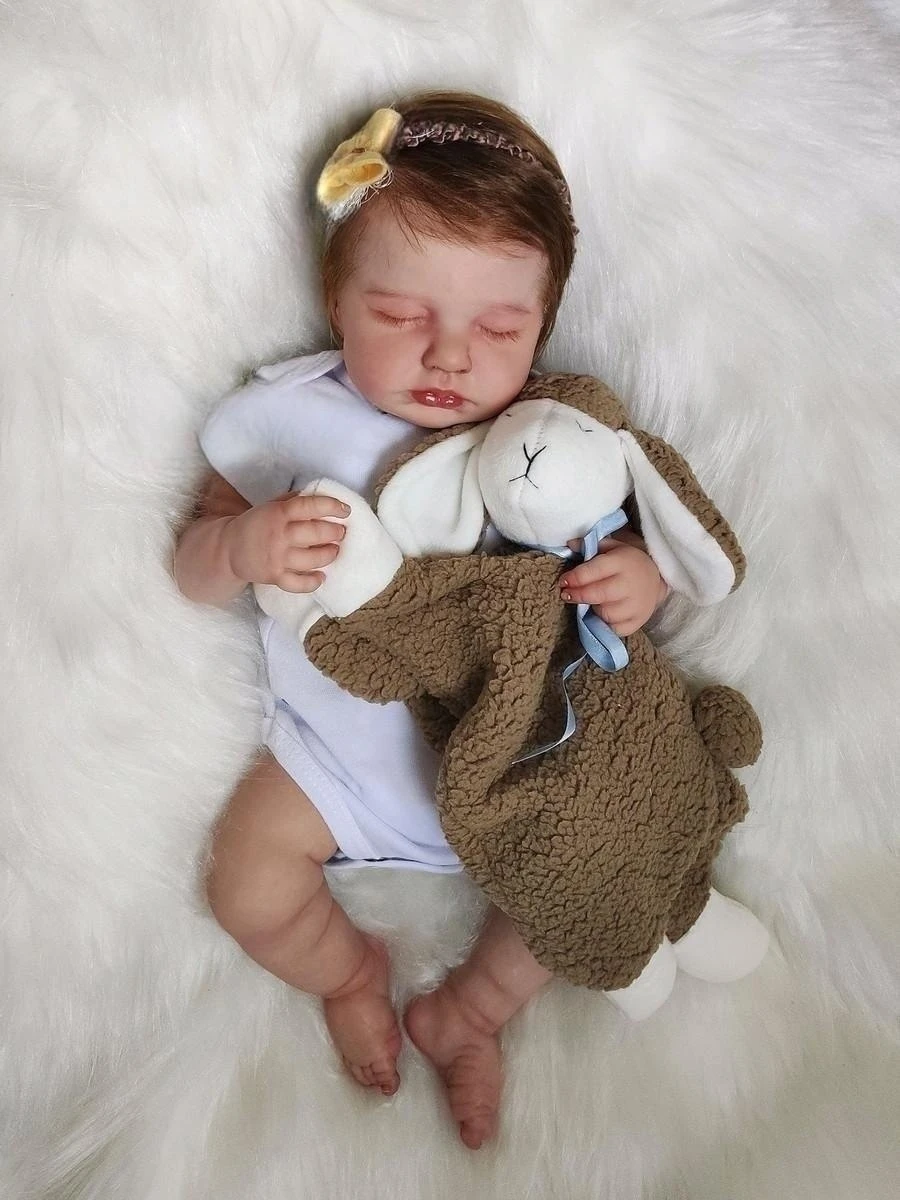 19 Inch Finished Reborn Baby Dolls LouLou Full Vinyl Or Cloth Body Hand rooted Hair 3D - Reborn Doll World