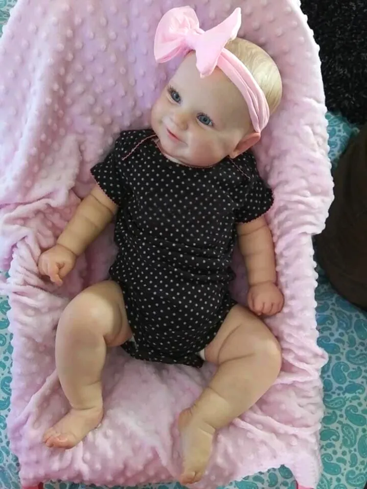 19Inch Already Finished Reborn Baby Doll Maddie Smile Girl Handmade 3D Skin Visible Veins Art Collection 1 - Reborn Doll World