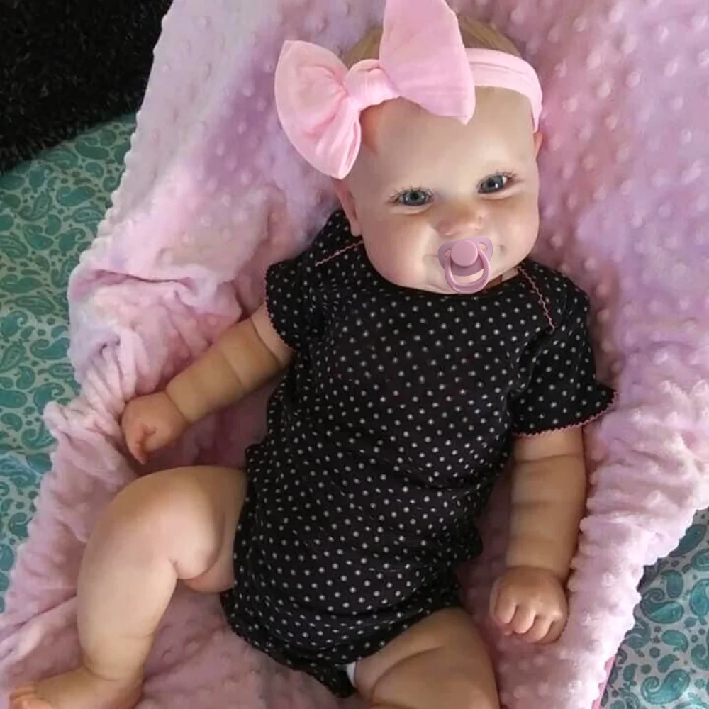 19Inch Already Finished Reborn Baby Doll Maddie Smile Girl Handmade 3D Skin Visible Veins Art Collection - Reborn Doll World
