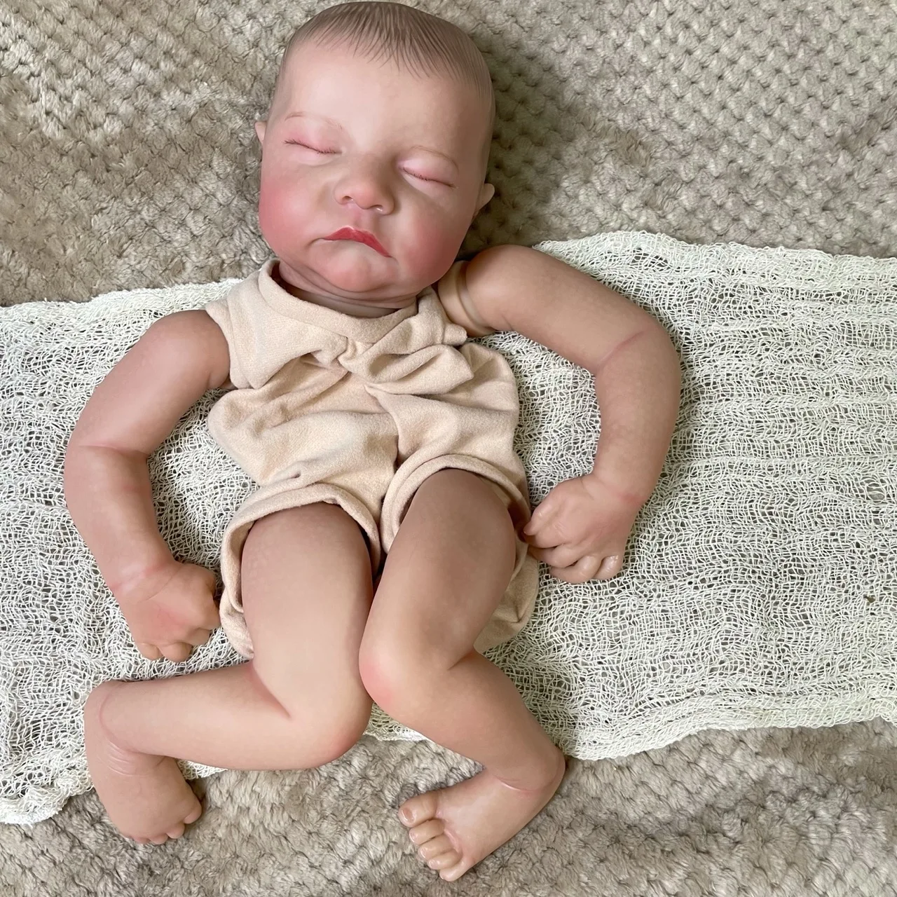 19inch Already Painted Reborn Doll Parts Levi Unassembled Lifelike Baby 3D Painting with Visible Veins Cloth - Reborn Doll World