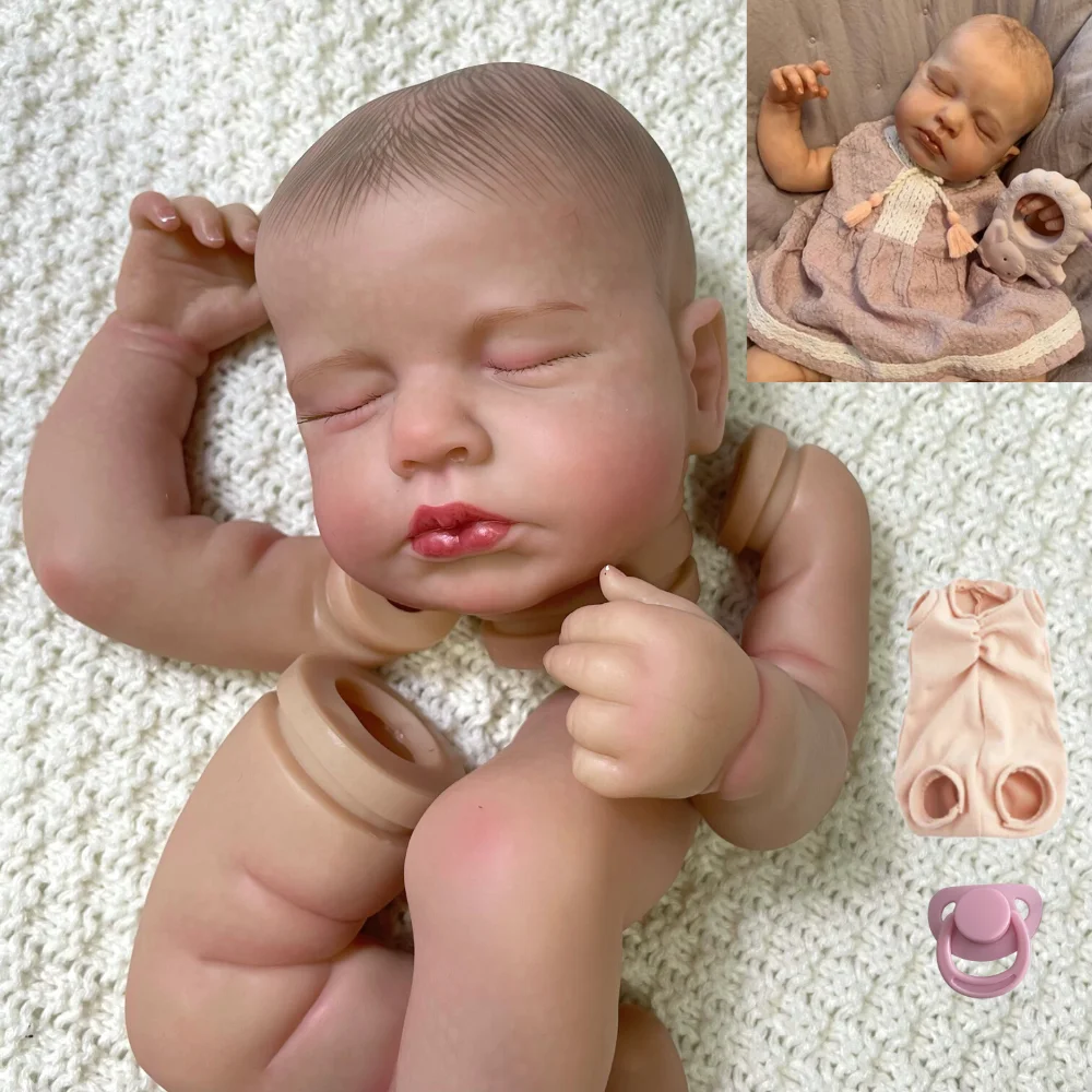 20 Inch Reborn LouLou 3D Skin Painted Kit With Rooted Eyelashes and Cloth Body Unassembled Reborn - Reborn Doll World