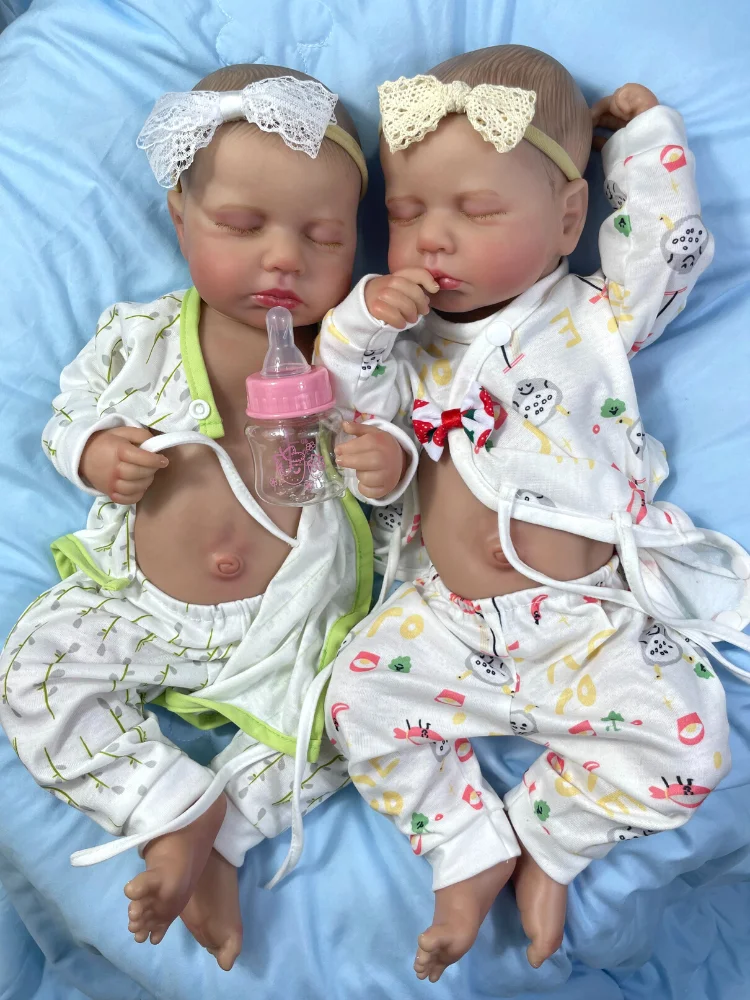 20Inch Already Painted Reborn Doll LouLou Twins Full Vinyl Body Washable 3D Skin Visible Veins Lifelike - Reborn Doll World