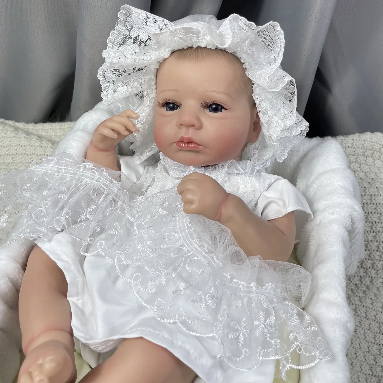 20Inch Finished Reborn Doll LouLou Awake Soft Touch Cuddly Newborn with 3D Painted Skin Visible Veins - Reborn Doll World