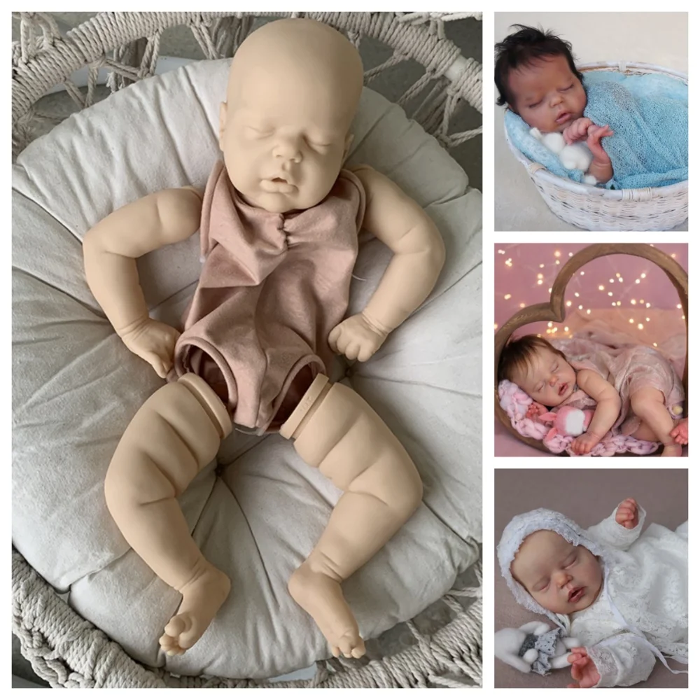 22inch Reborn Doll Kit Sleeping Baby Girl Alexis Unpainted Unassembled DIY Doll Parts with Cloth Body - Reborn Doll World