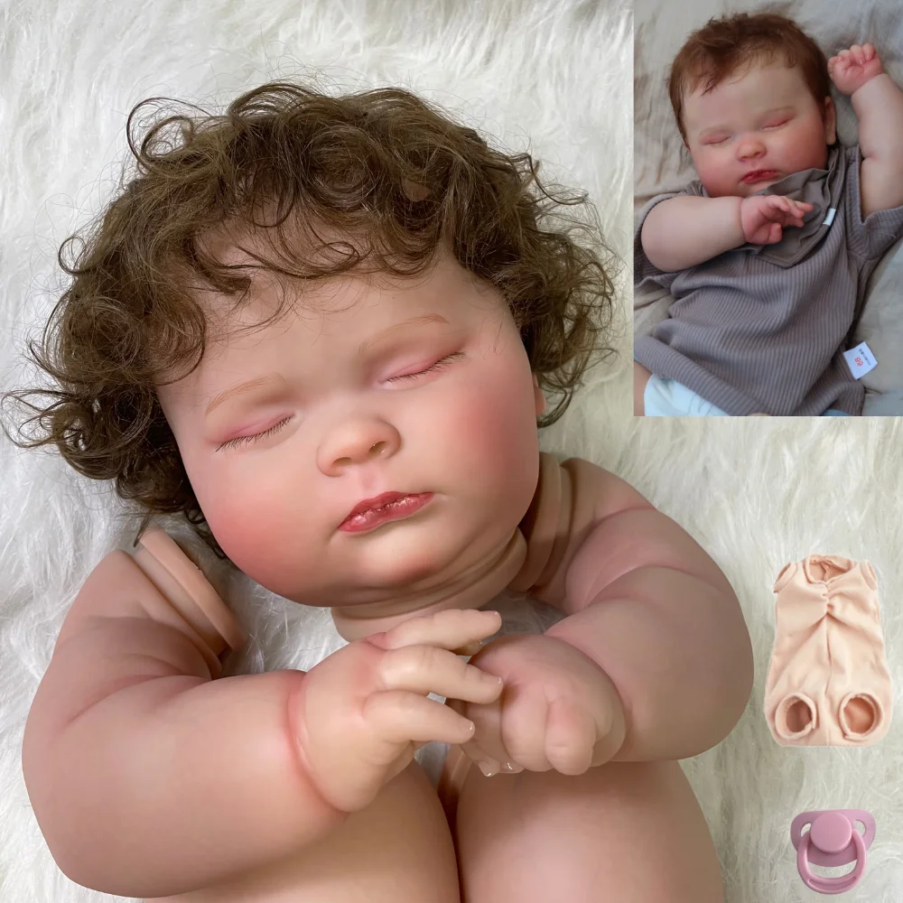 24inch Huge Size Already Painted Reborn Doll Kits Parts 3D Painted Skin Visible Veins Hand rooted - Reborn Doll World