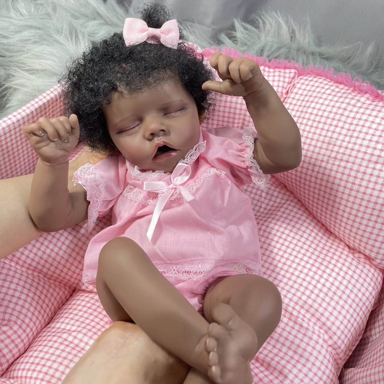43CM African American Reborn Baby Doll Twin A Premature Baby Finished Newborn Black Girl Collectible Art - Reborn Doll World