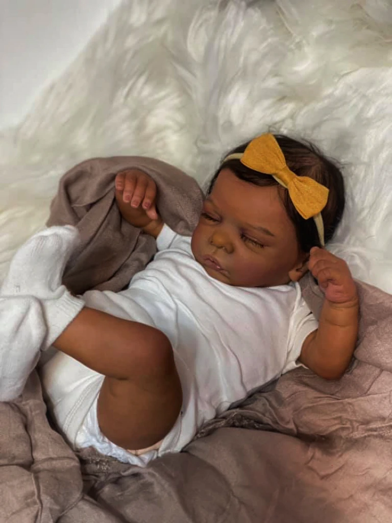48CM African American Reborn Baby Doll Romy Premature Baby Finished Newborn Dark Skin Black Girl Best - Reborn Doll World