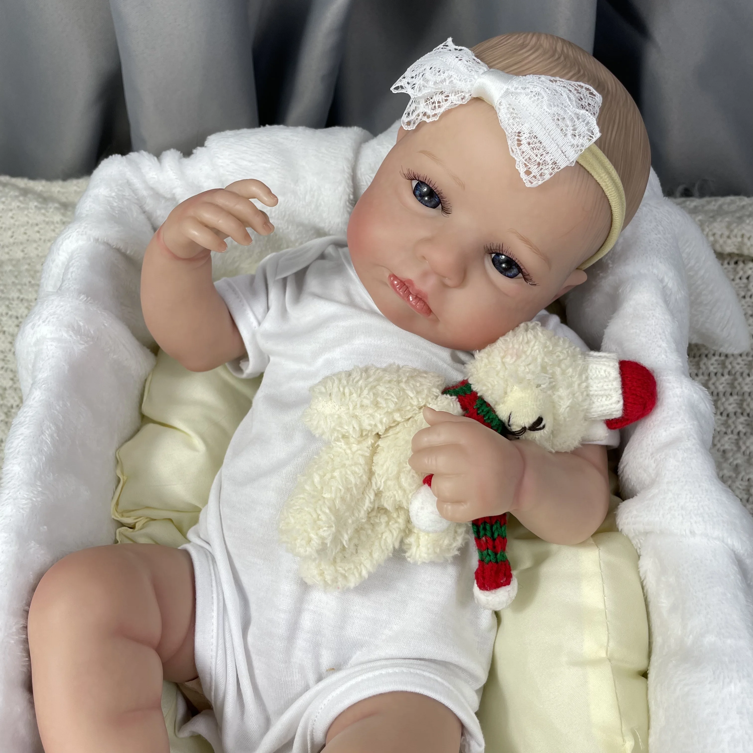 50CM Already Painted Finished Reborn Baby Doll LouLou Awake Newborn Baby Size 3D Skin Visible Veins - Reborn Doll World
