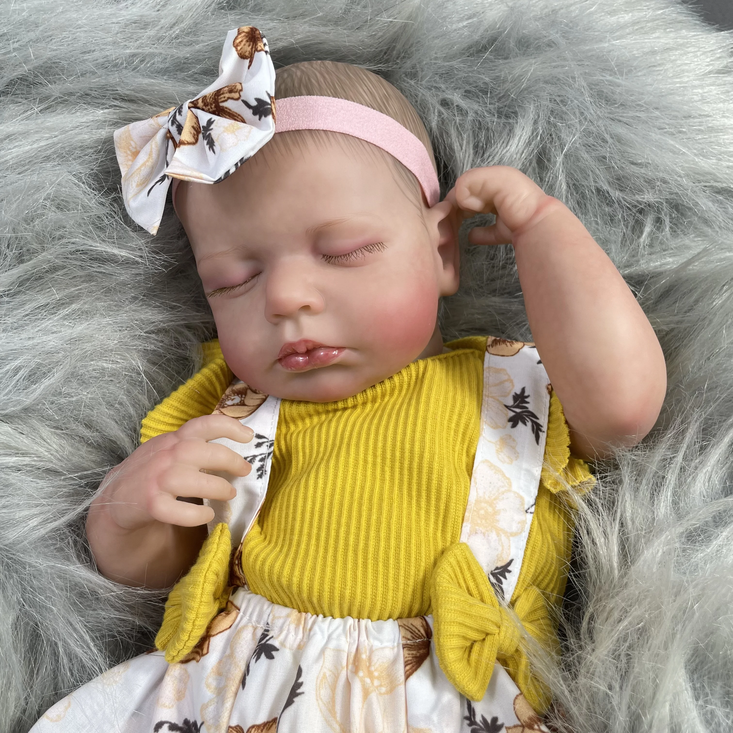 50CM Bebe Reborn Baby Dolls LouLou Sleeping Girl Lifelike Silicone Vinyl Newborn 3D Skin Visible Veins - Reborn Doll World