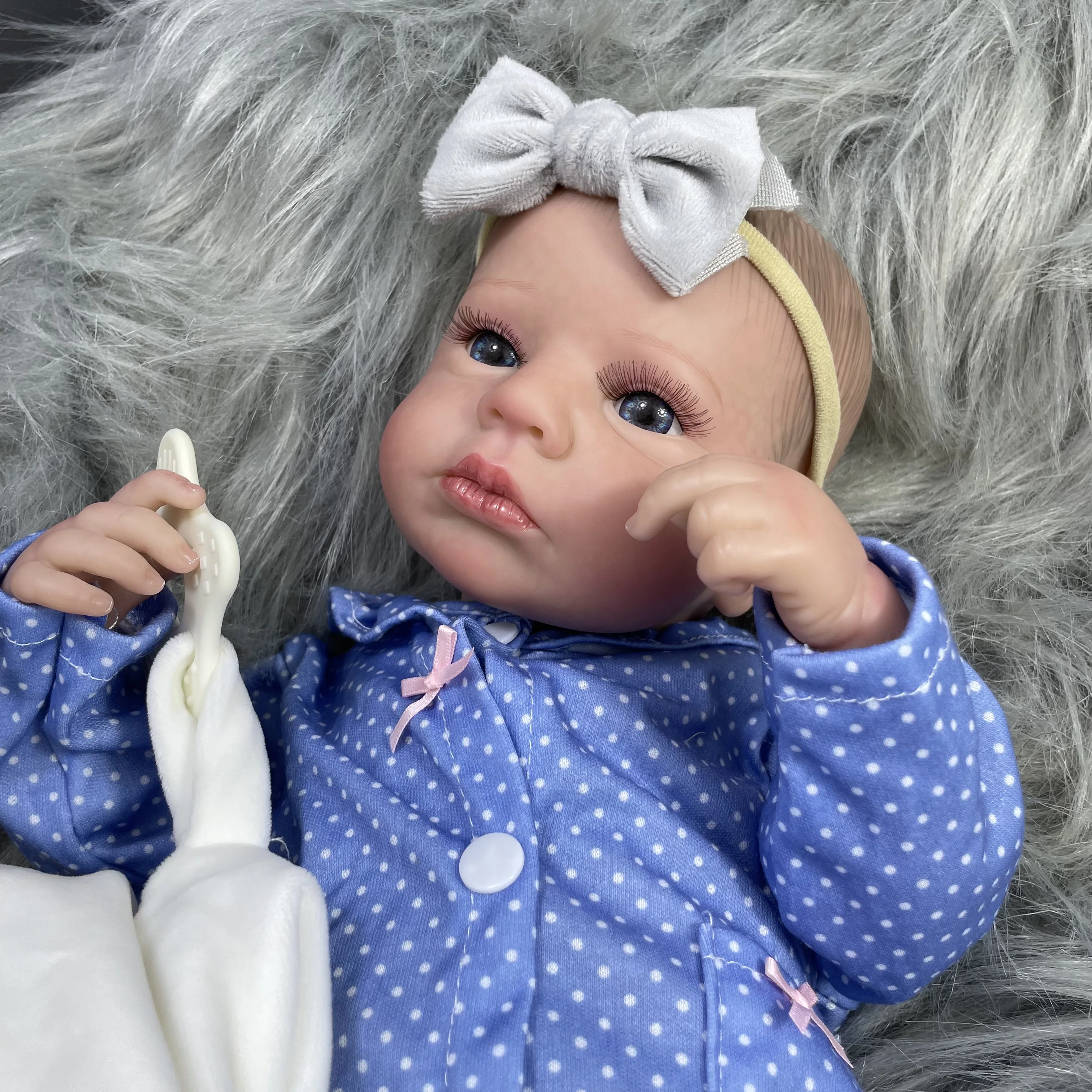 50CM Finished Reborn Baby Dolls LouLou Awake Girl Lifelike Silicone Vinyl Newborn 3D Skin Visible Veins - Reborn Doll World