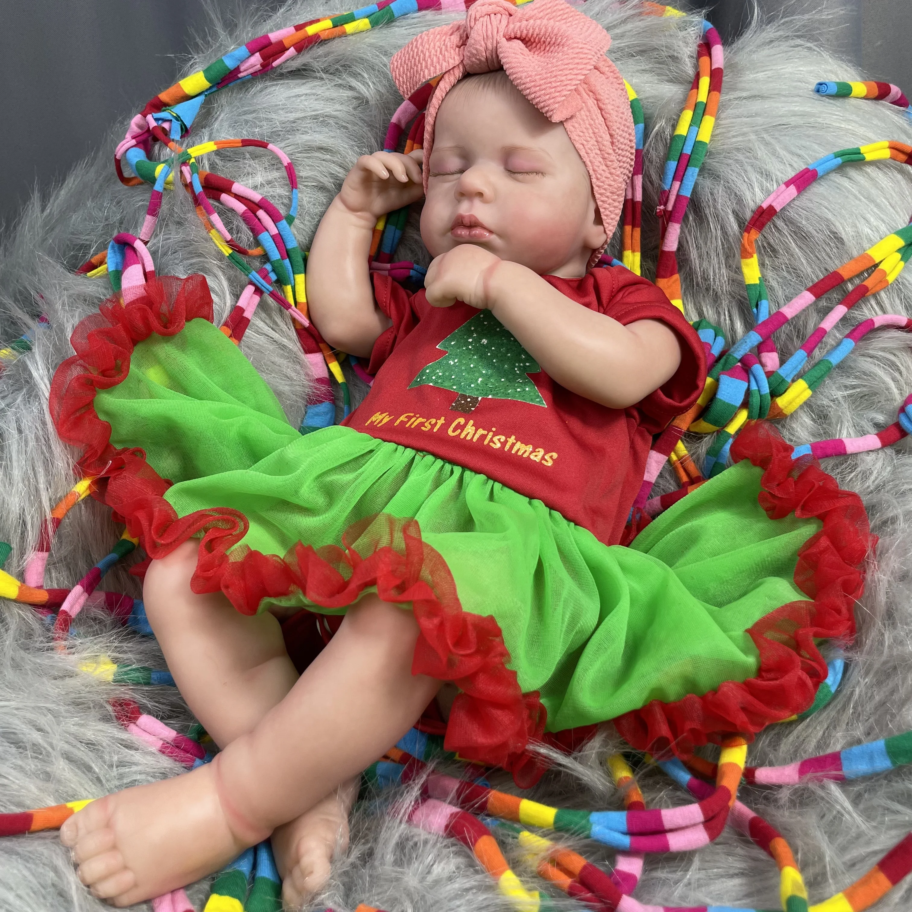 50CM Finished Reborn Baby Dolls LouLou Girl Christmas Gift Lifelike Silicone Vinyl Newborn 3D Skin Visible - Reborn Doll World