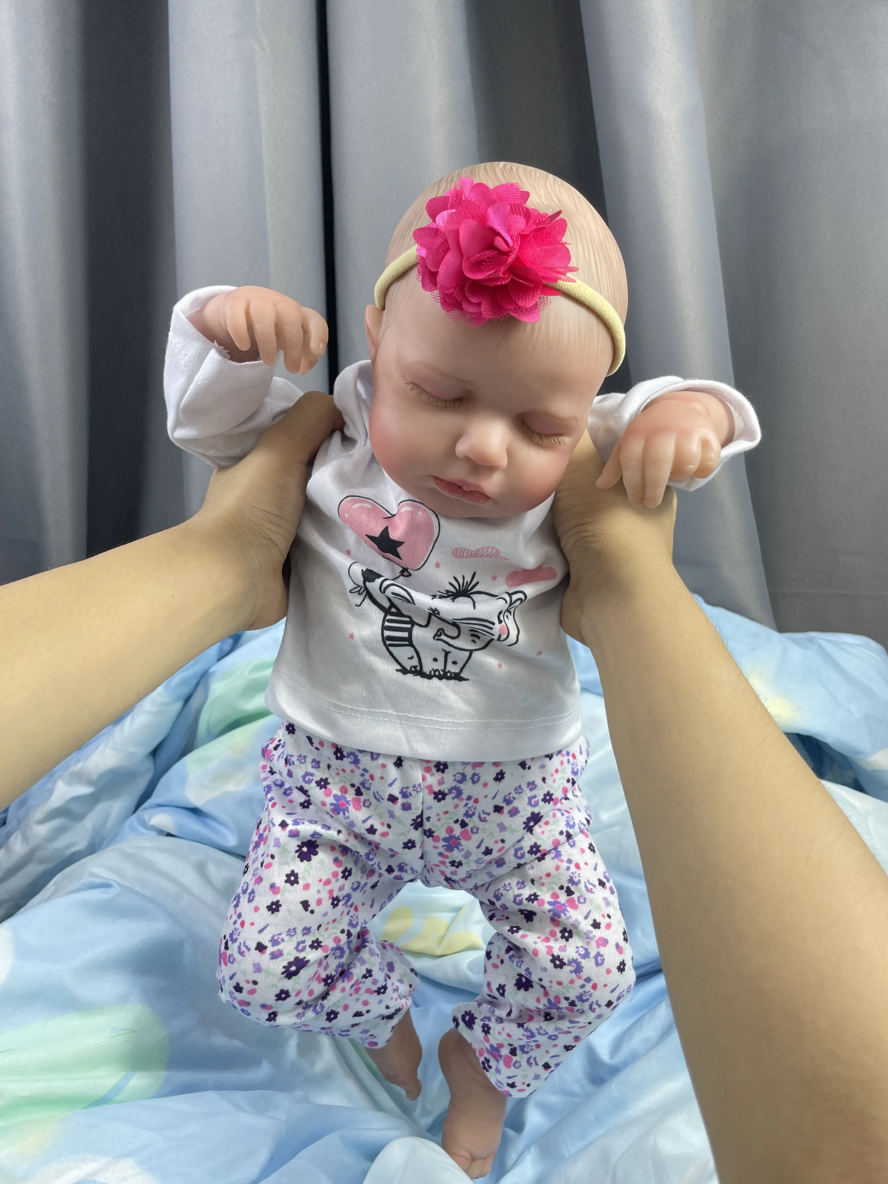 50CM Finished Reborn Baby Dolls LouLou Sleeping Girl Lifelike Silicone Vinyl Newborn 3D Skin Visible Veins - Reborn Doll World