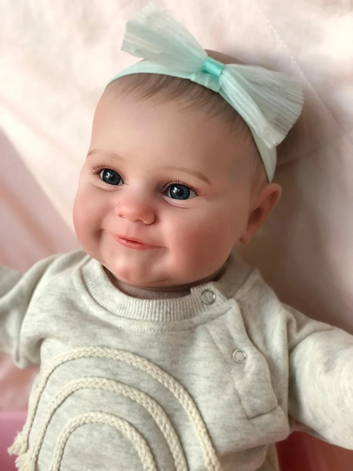 50CM Reborn Baby Dolls Maddie Smile Girl Lifelike Silicone Vinyl Newborn 3D Skin Visible Veins DIY - Reborn Doll World