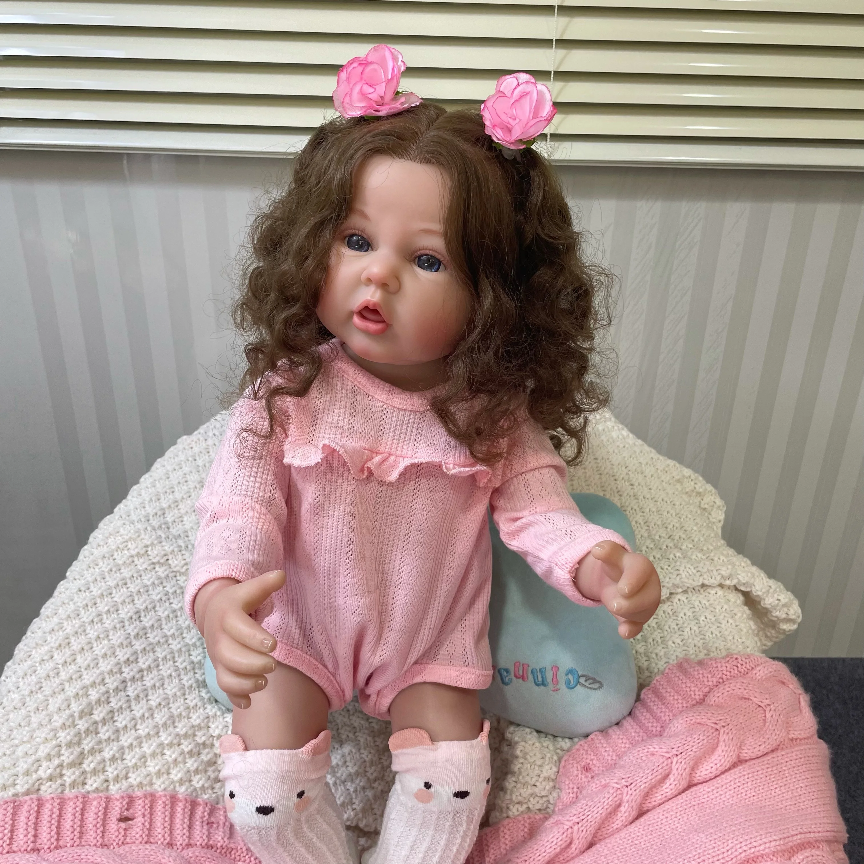 55CM Realistic Bebe Already Painted Reborn Doll Full Vinyl Washable Body Smile Girl Lifelike Toddler Toy - Reborn Doll World