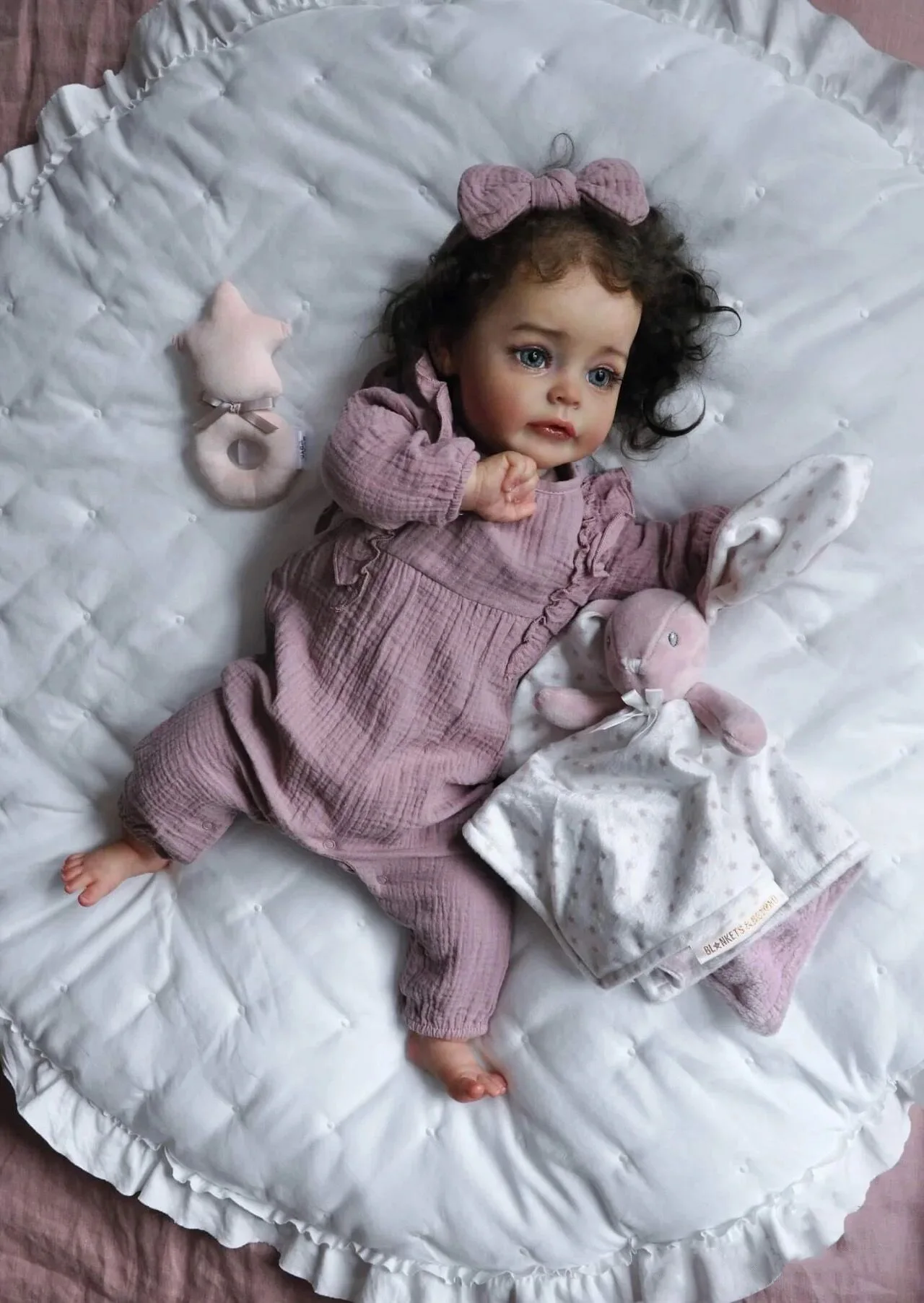 60cm Already Painted Finished Doll Reborn Sue sue In Girl 3D Skin Visible Veins Hand Rooted - Reborn Doll World